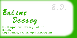 balint decsey business card
