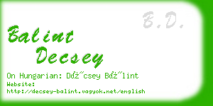 balint decsey business card